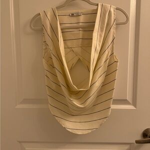 Zara Beige and Black Striped Top